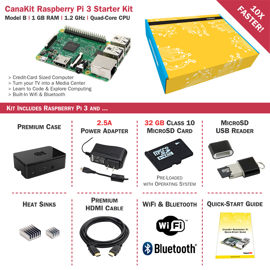 Raspberry Pi 3 Complete Starter Kit - 32 GB Edition Raspberry Pi 3 Complete Starter Kit - 32 GB Edition