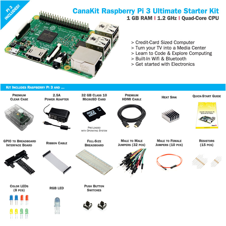 Raspberry Pi 3 Complete Starter Kit - 32 GB Edition