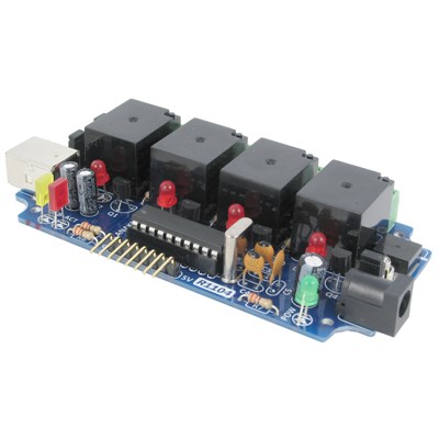 4-Channel USB Relay Board with 6-Channel A/D Interface