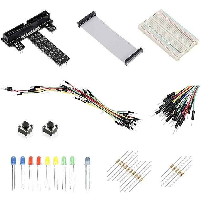 LK COKOINO for Raspberry Pi GPIO Breakout, T-Type GPIO Expansion Board+830  Points Solderless Breadboard+65pcs Jumper Cables+40pin Rainbow Ribbon Cable