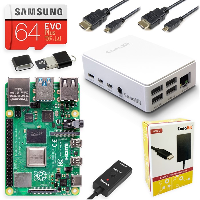 CanaKit Raspberry Pi 4 Starter MAX Kit - Aluminum (Pearl White)